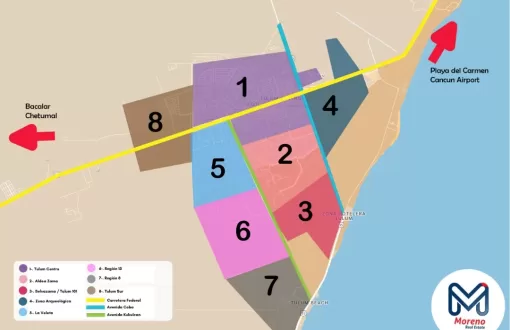 Mapa de Vecindarios de Tulum